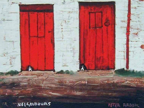 Neighbours - Framed Embellished Print